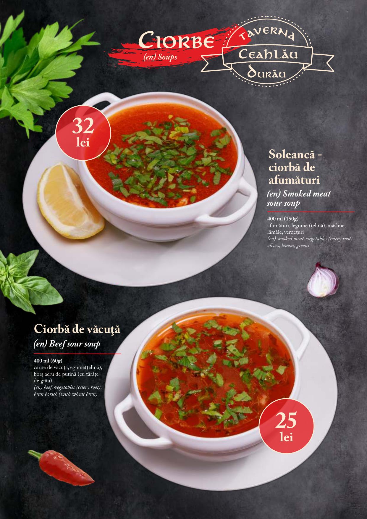 Meniu Taverna Ceahlău - pagina 22: Ciorbe