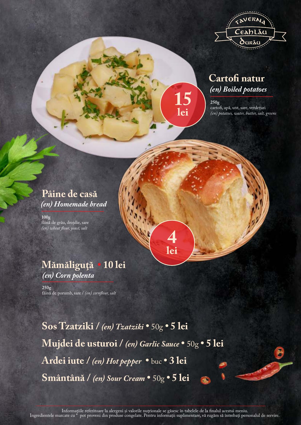 Meniu Taverna Ceahlău - pagina 27: Garnituri