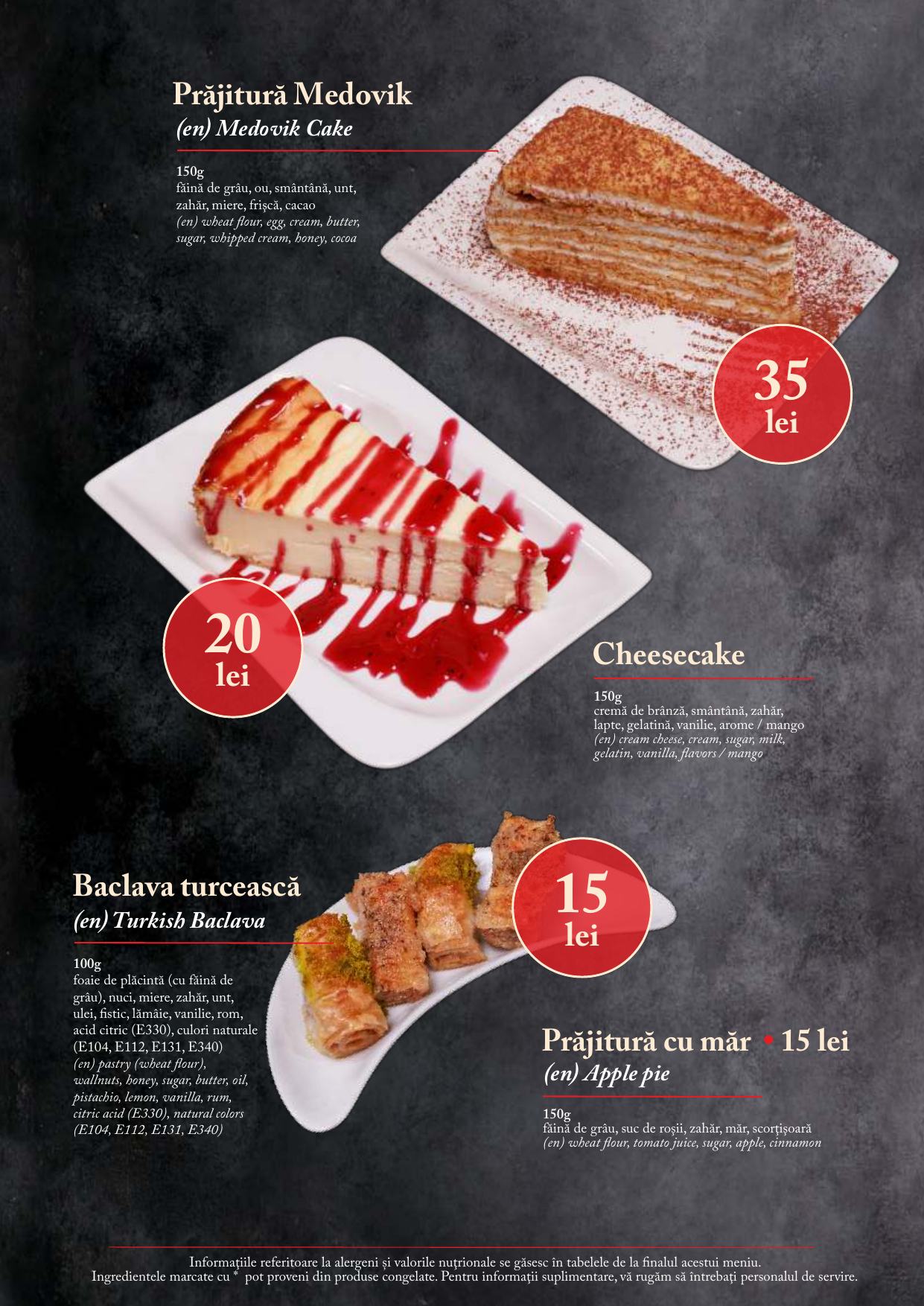 Meniu Taverna Ceahlău - pagina 32: Deserturi