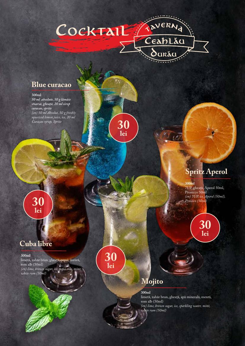 Meniu Taverna Ceahlău - pagina 35: Cocktailuri