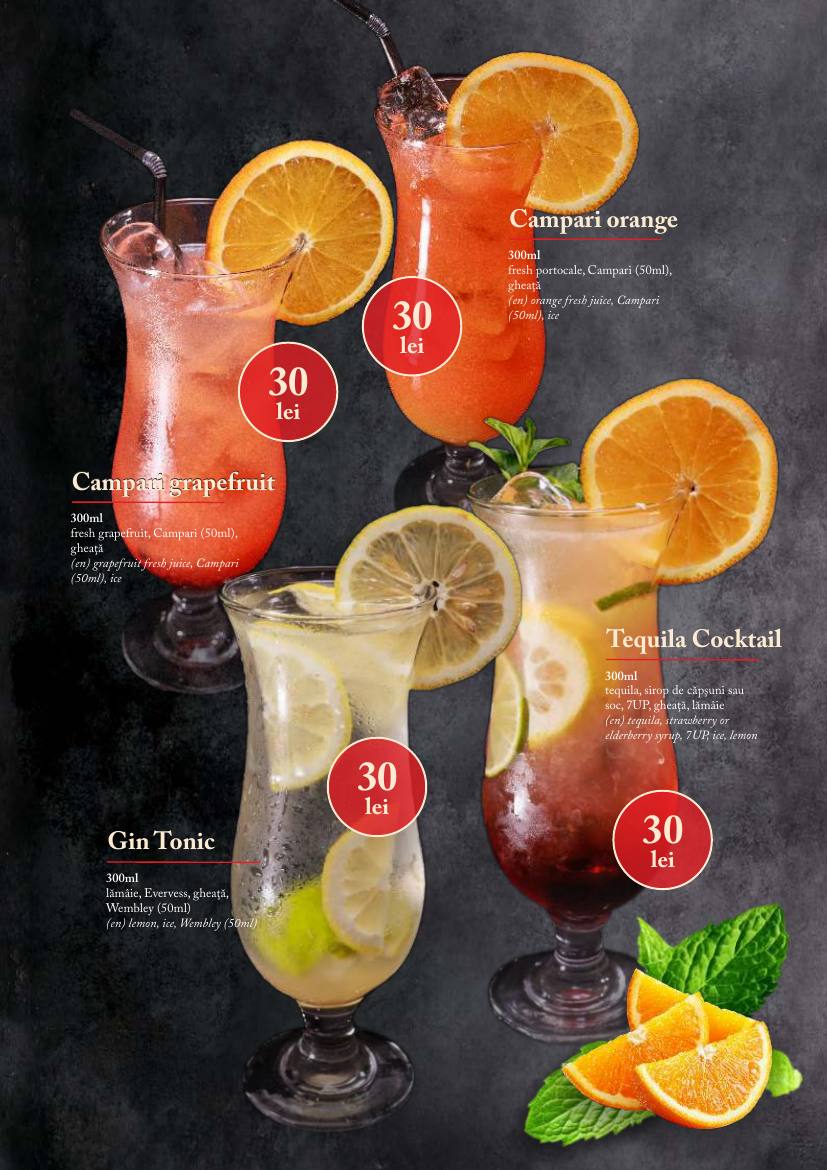 Meniu Taverna Ceahlău - pagina 36: Cocktailuri
