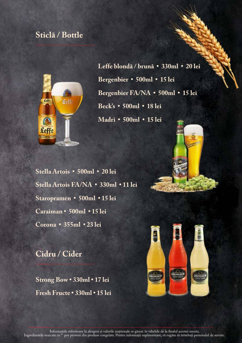 Meniu Taverna Ceahlău - pagina 39: Bere & Cidru